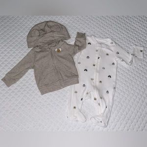 Carter’s Lot (2) Infant Boy Koala Bears Zipper Sleeper & Jacket Size NB Newborn